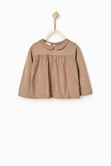 Contrast Embroidered Top