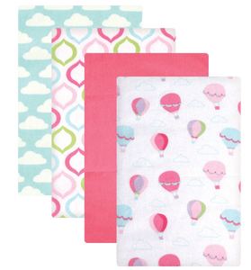 Luvable Friends Flannel Receiving Blankets, Balloons, 4 Count