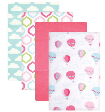 Luvable Friends Flannel Receiving Blankets, Balloons, 4 Count