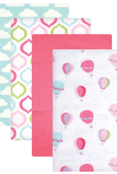 Luvable Friends Flannel Receiving Blankets, Balloons, 4 Count