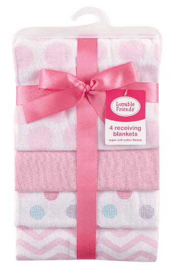 Luvable Friends Flannel Receiving Blankets, Balloons, 4 Count