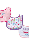 Luvable Friends I Love Mommy and Daddy Baby Bibs, Blue Daddy, 3 Count