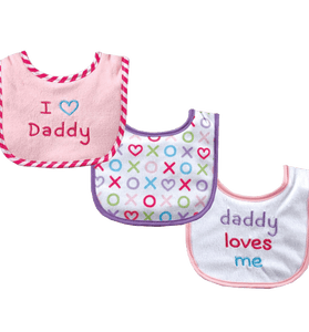 Luvable Friends I Love Mommy and Daddy Baby Bibs, Blue Daddy, 3 Count
