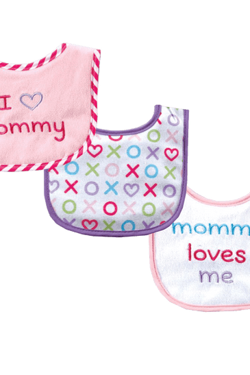 Luvable Friends I Love Mommy and Daddy Baby Bibs, Blue Daddy, 3 Count