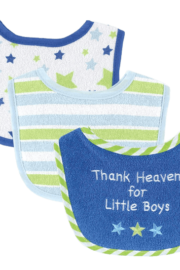 Luvable Friends I Love Mommy and Daddy Baby Bibs, Blue Daddy, 3 Count