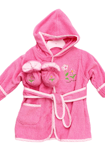 Spasilk 100% Cotton Hooded Terry Bathrobe with Booties, Brown Bear, 0 9 Months