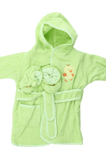 Spasilk 100% Cotton Hooded Terry Bathrobe with Booties, Brown Bear, 0 9 Months