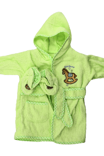 Spasilk 100% Cotton Hooded Terry Bathrobe with Booties, Brown Bear, 0 9 Months