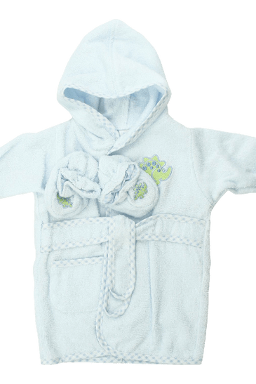 Spasilk 100% Cotton Hooded Terry Bathrobe with Booties, Brown Bear, 0 9 Months