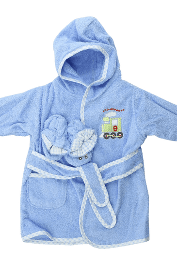 Spasilk 100% Cotton Hooded Terry Bathrobe with Booties, Brown Bear, 0 9 Months
